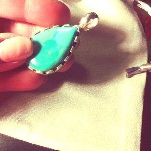Vintage Turquoise and 925 Sterling Silver Pendant